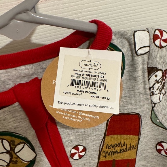 Mud Pie Infant Christmas Peppermint Cocoa Sleeper 0-3 Months, Winter Sleeper - Picture 12 of 14